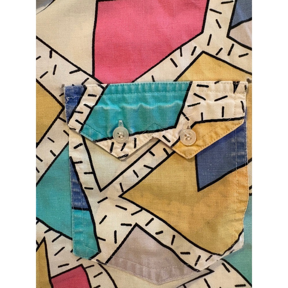 Union Bay Vintage %100 Cotton Abstract Print Short Sleeve Button Up Shirt M - Picture 5 of 8